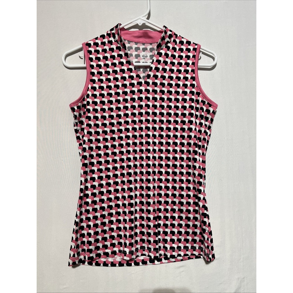 Tail White Label Women XS Multi Stacked Cubes Stretch Novelty Neck Tank